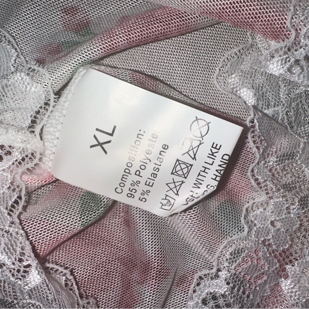 Women’s XL Floral Lace Mesh Slip Dress Lingerie Fairy Cottage Babydoll Valentine - Picture 3 of 3